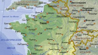 Карта изысканной франции с провинциями и городами на русском языке